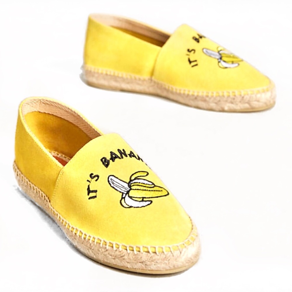 “It’s Bananas” Espadrille Flat Tweed & Rubber Shoe